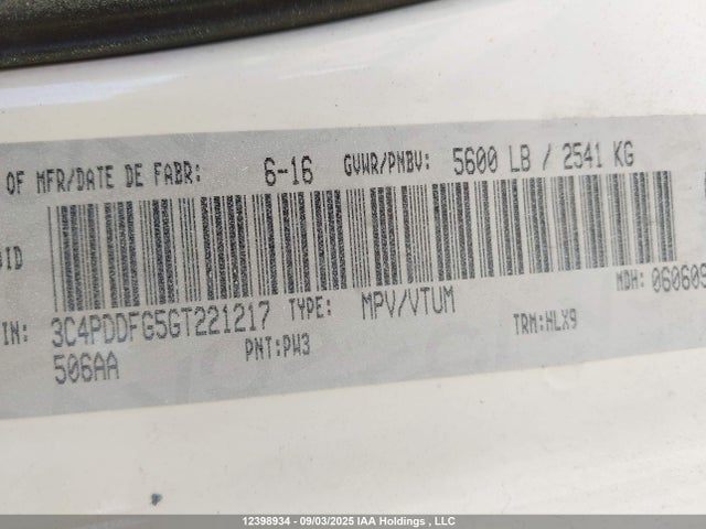 3C4PDDFG5GT221217 Dodge Journey