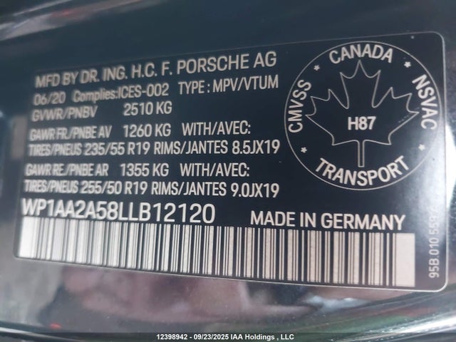 Porsche Macan 2020 WP1AA2A58LLB12120 Image 9