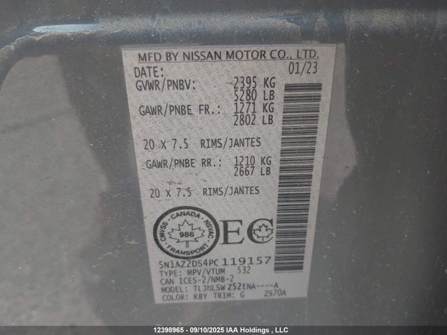 Nissan 2023 2023 5N1AZ2DS4PC119157 Image 9