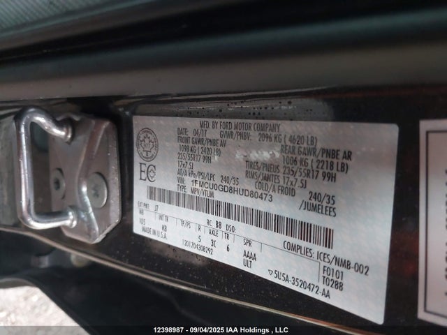 1FMCU0GD8HUD80473 Ford gtdi sigma w/premium fuel