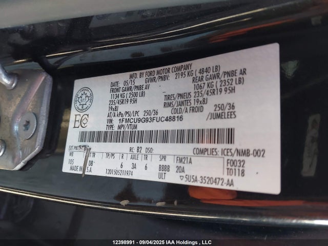 1FMCU9G93FUC48816 Ford Escape