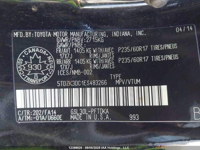 Toyota 2gr-fks 2014 5TDZK3DC1ES483266 Image 18