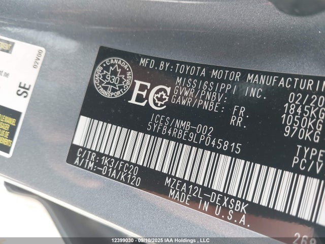Toyota m20-fks 2020 5YFB4RBE9LP045815 Image 9