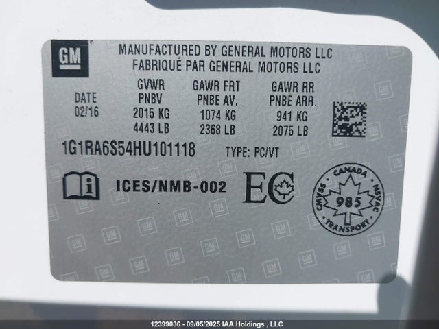 1G1RA6S54HU101118 Chevrolet l3a - di: direct injectio, vvt: variable valve timing, hybrid, gen 1