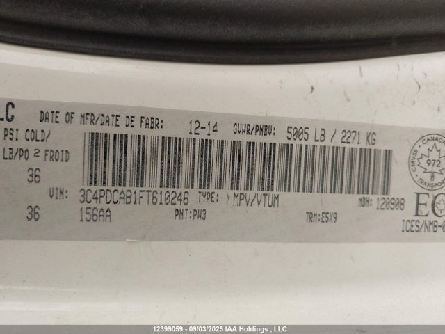 Dodge 2015 2015 3C4PDCAB1FT610246 Image 19