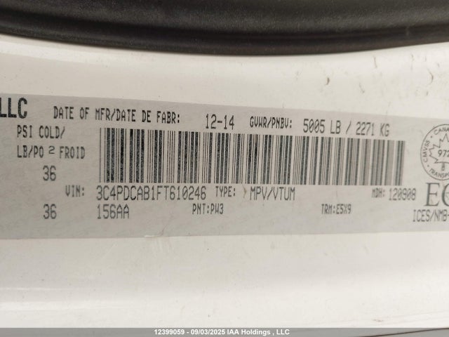 Dodge 2015 2015 3C4PDCAB1FT610246 Image 9