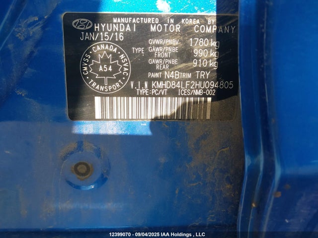 Hyundai 2017 2017 KMHD84LF2HU094805 Image 18