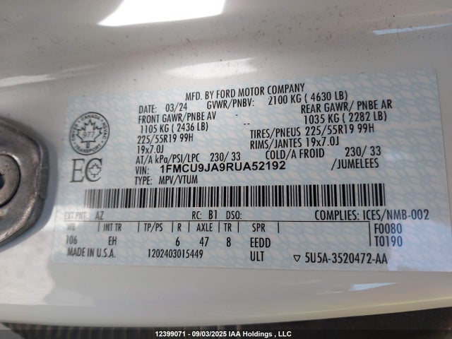 Ford gtdi a 2024 1FMCU9JA9RUA52192 Image 9