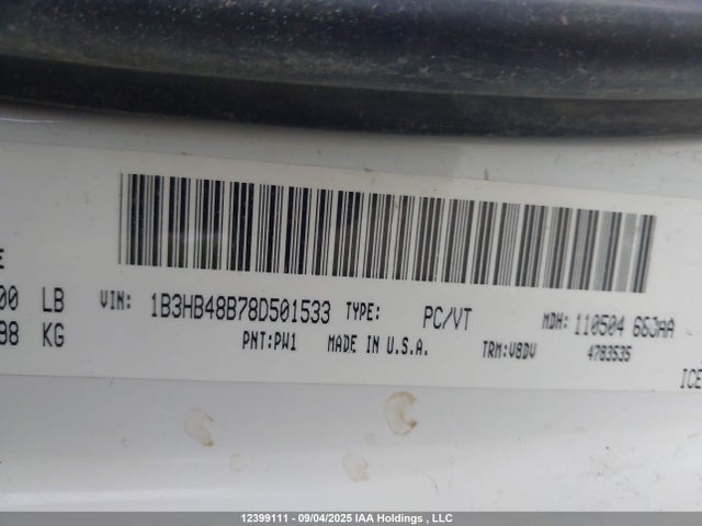 Aukcja sprzedaży 2008 Dodge Caliber Sxt, vin: 1B3HB48B78D501533, numer aukcji: 12399111