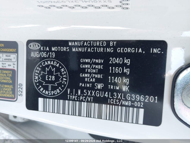 5XXGU4L3XLG396201 KIA gdi