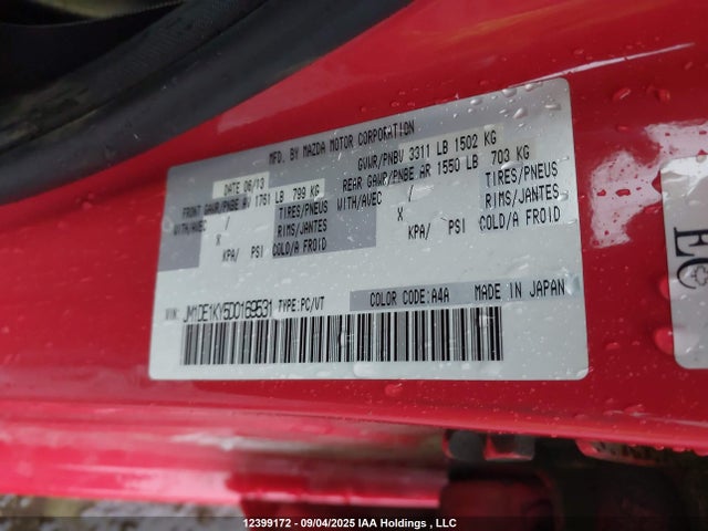 Aukcja sprzedaży 2013 Mazda Mazda2 Gx, vin: JM1DE1KY5D0169531, numer aukcji: 12399172