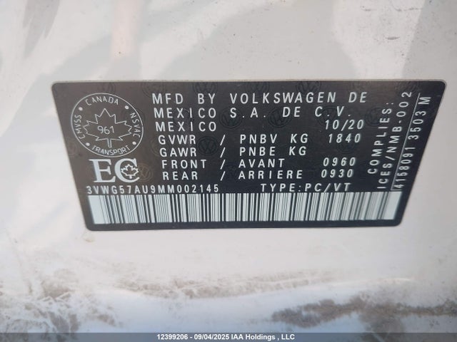 3VWG57AU9MM002145 Volkswagen Golf