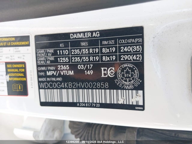 Mercedes-Benz m274 2017 WDC0G4KB2HV002858 Image 9