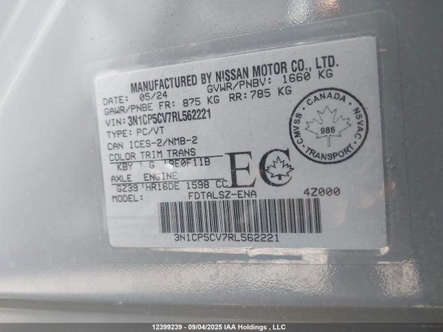 3N1CP5CV7RL562221 Nissan Kicks