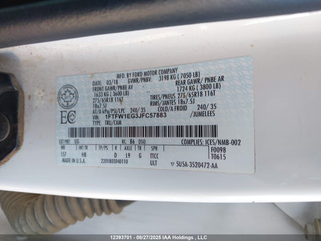 1FTFW1EG3JFC57883 Ford 3.5l gtdi