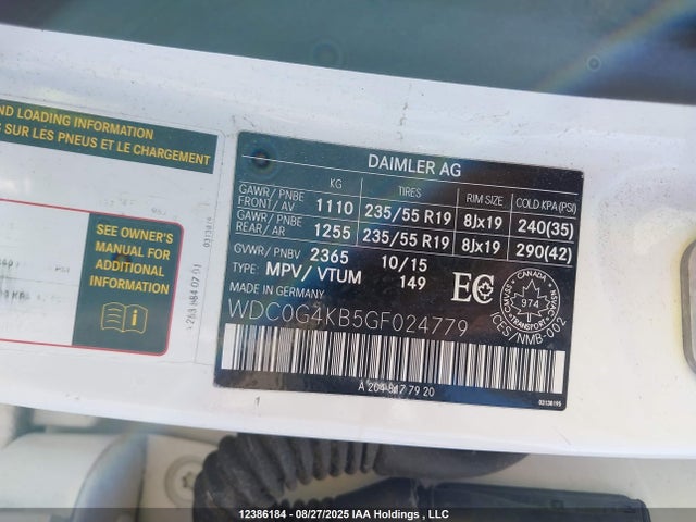WDC0G4KB5GF024779 Mercedes-Benz m274