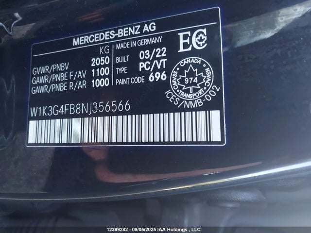 W1K3G4FB8NJ356566 Mercedes-Benz m260