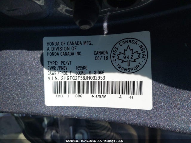 Honda k20c2 2018 2HGFC2F58JH032953 Image 9