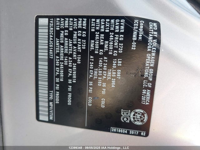 1V2LR2CA4JC514077 Volkswagen fsi