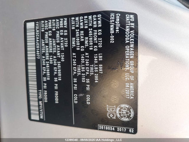 1V2LR2CA4JC514077 Volkswagen fsi