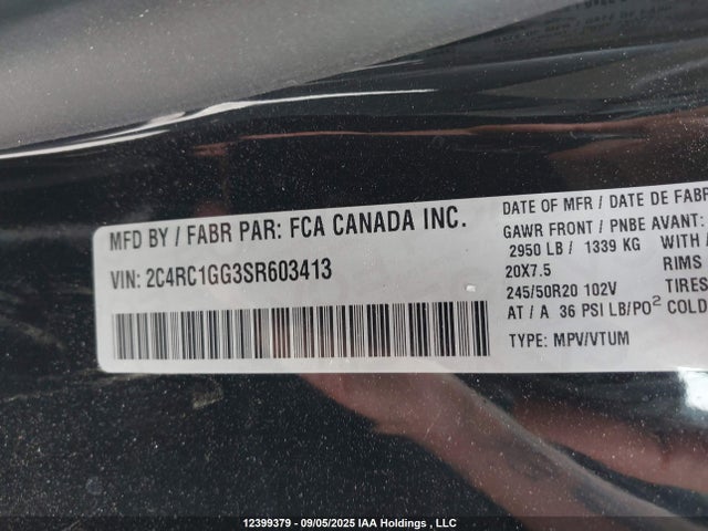 Chrysler 2025 2025 2C4RC1GG3SR603413 Image 9
