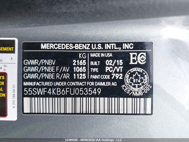 55SWF4KB6FU053549 Mercedes-Benz C-Class