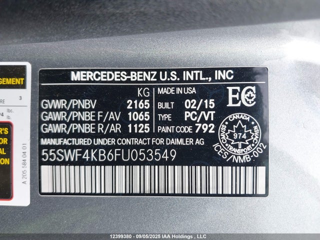 55SWF4KB6FU053549 Mercedes-Benz C-Class
