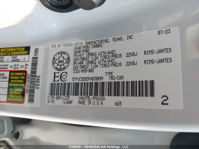 5TFVC5DB3PX038099 Toyota v35a-fts, 1tm