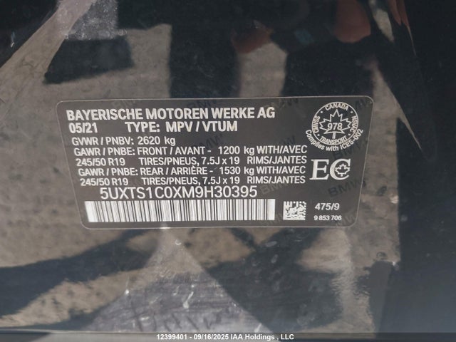 5UXTS1C0XM9H30395 BMW X3