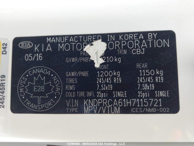 KNDPRCA61H7115721 KIA t-gdi theta ii