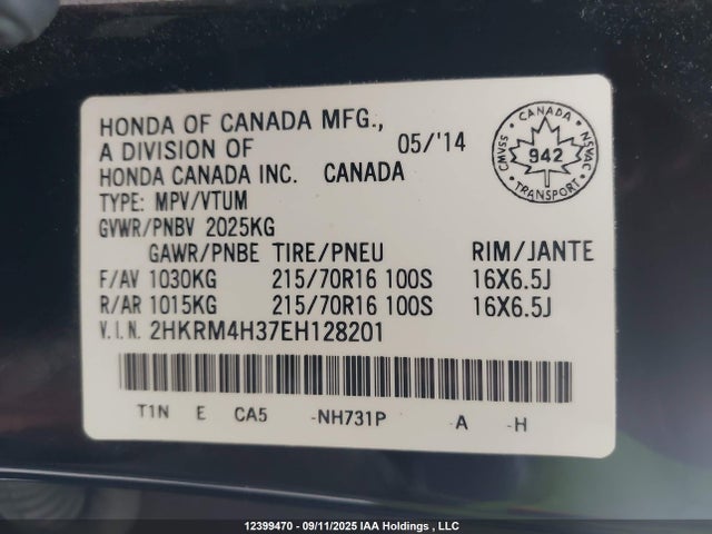 2HKRM4H37EH128201 Honda k24z7