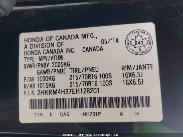 2HKRM4H37EH128201 Honda k24z7