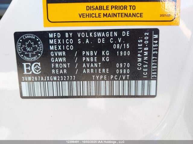 3VW267AJXGM232777 Volkswagen 1.4t