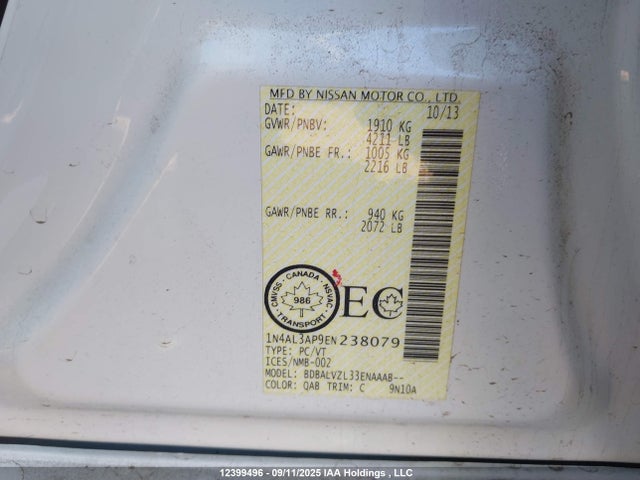 1N4AL3AP9EN238079 Nissan Altima