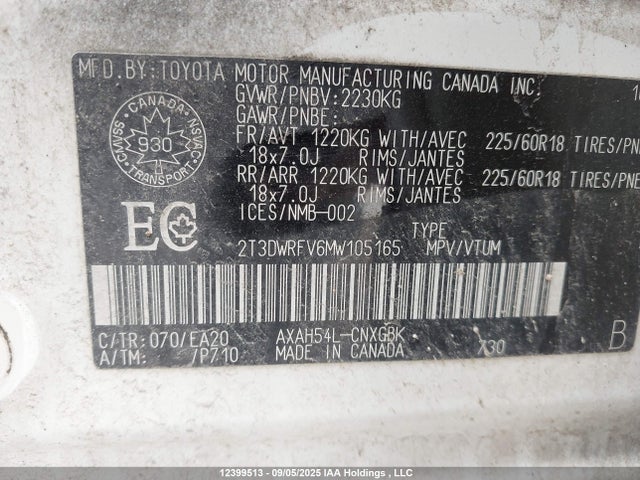 2T3DWRFV6MW105165 Toyota a25a-fxs, 3nm+4nm(ni)