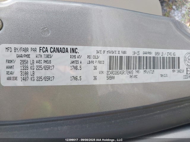 2C4RDGBG4GR172403 Dodge 2016