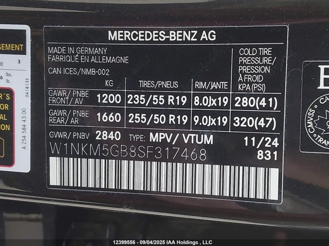 W1NKM5GB8SF317468 Mercedes-Benz m254