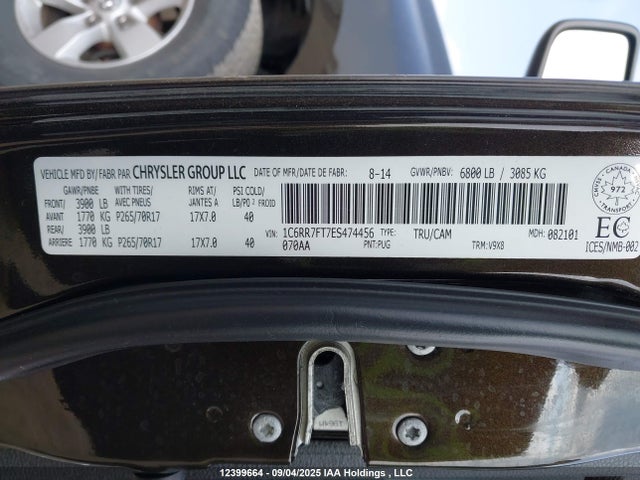 12399664 :رقم المزاد ، 1C6RR7FT7ES474456 vin ، 2014 Ram 1500 St مزاد بيع