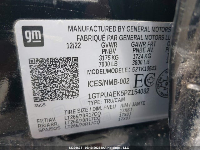 1GTPUAEK5PZ154082 GMC l3b