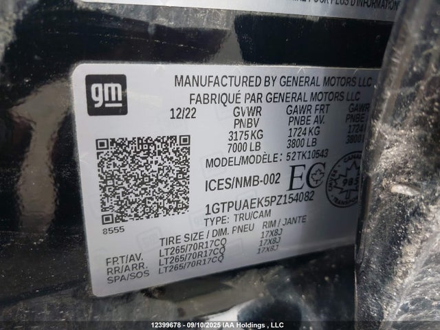 1GTPUAEK5PZ154082 GMC l3b