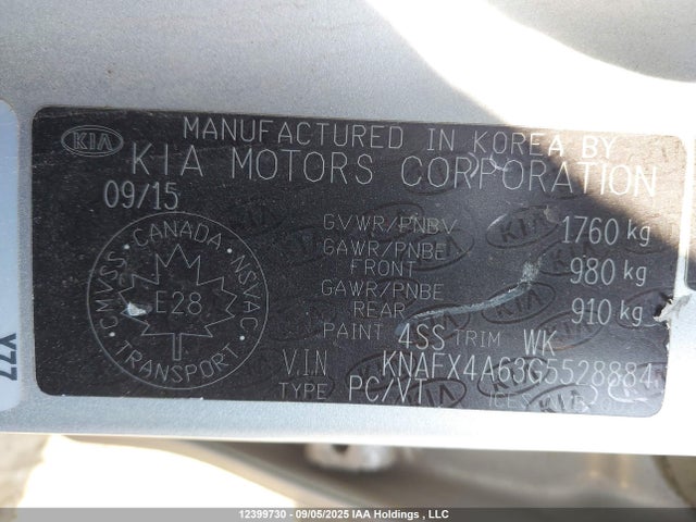 KNAFX4A63G5528884 KIA mpi nu