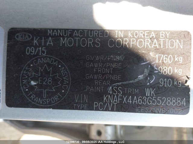 KNAFX4A63G5528884 KIA mpi nu