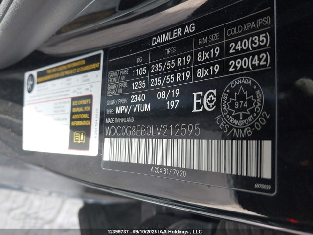 Mercedes-Benz m264 2020 WDC0G8EB0LV212595 Image 9