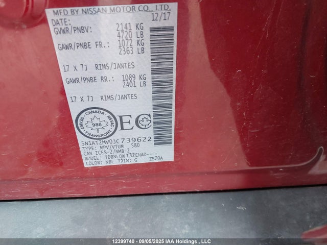 5N1AT2MV0JC739622 Nissan Rogue