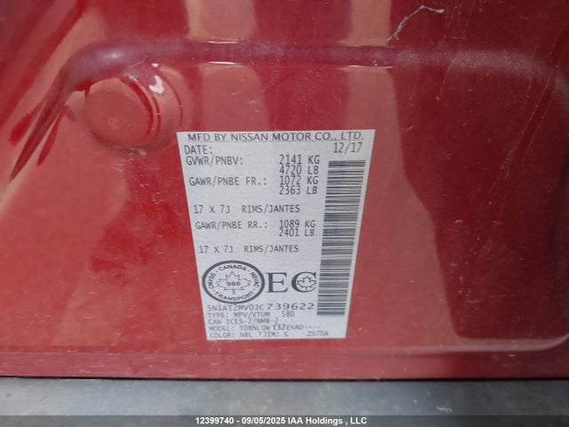 5N1AT2MV0JC739622 Nissan Rogue