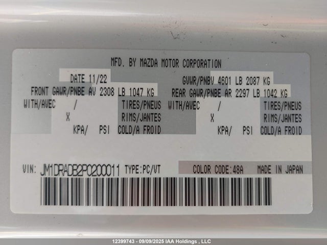Mazda mh 2023 JM1DRADB2P0200011 Image 17