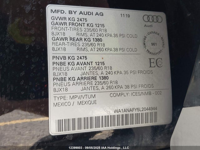 WA1ANAFY5L2044944 Audi Q5