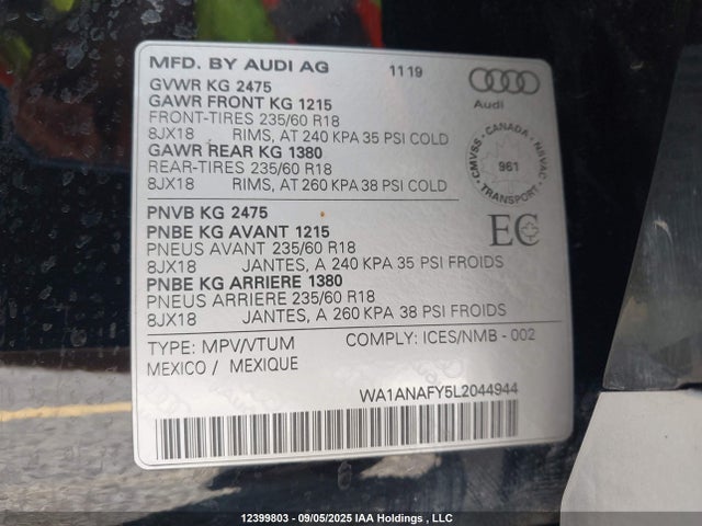 WA1ANAFY5L2044944 Audi Q5