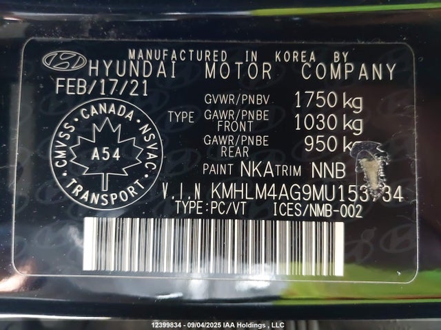 KMHLM4AG9MU153734 Hyundai mpi nu pe