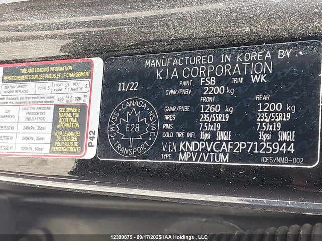 KIA gdi theta iii 2023 KNDPVCAF2P7125944 Image 9